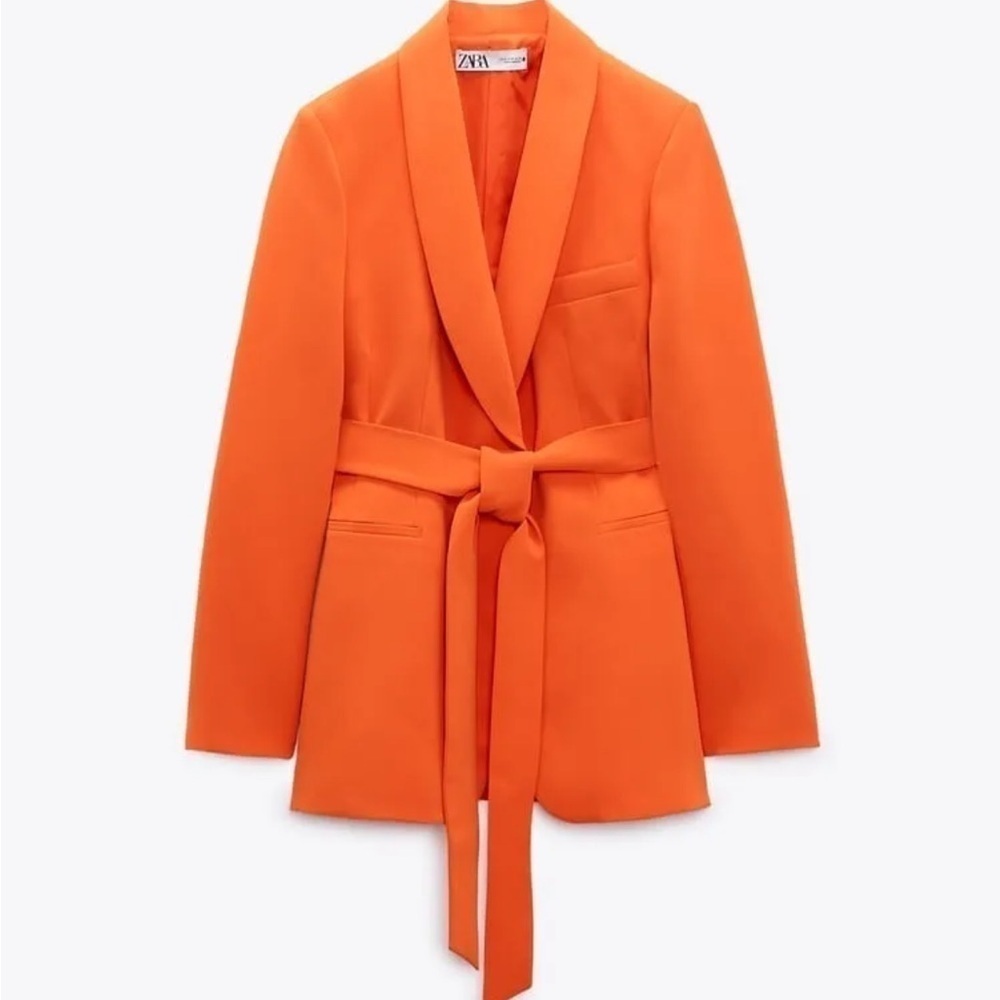 Zara Orange Belted Tuxedo Blazer & Pants Set – Blazer L / Pants XL - Picture 11 of 15